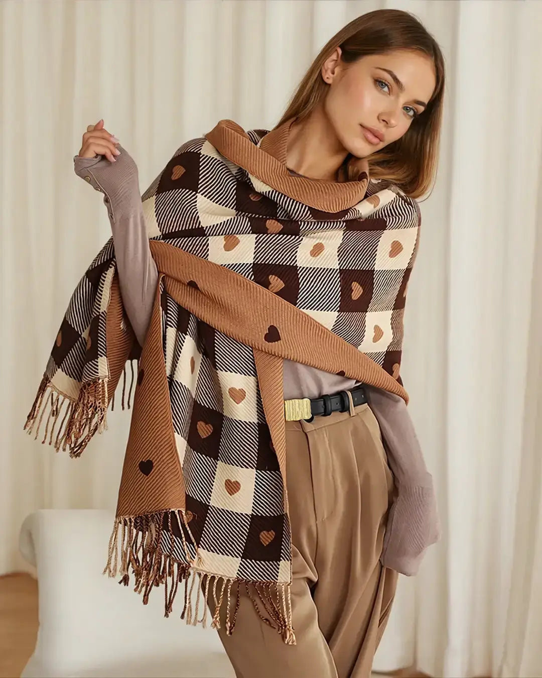 Valentine Heart Plaid Scarf