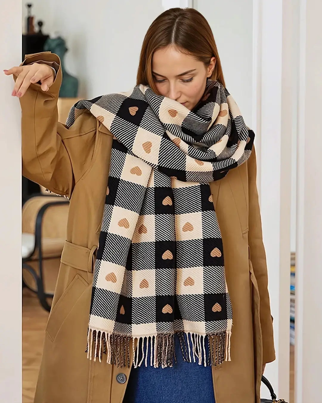 Valentine Heart Plaid Scarf