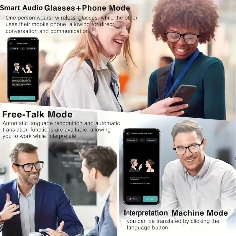 🔥AI Chat Smart Glasses: Translation + Photochromic & Hands-Free Audio