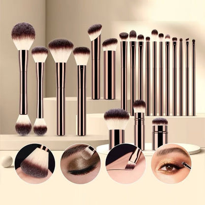 20-piece coffee-coloured makeup brush set