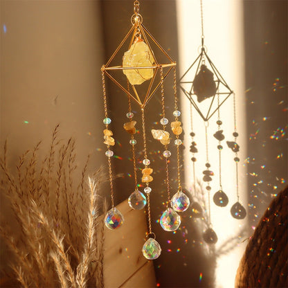 Crystal Prism Wind Chime Sun Catcher - Handmade Hanging Ornament for Garden Window Home Outdoor