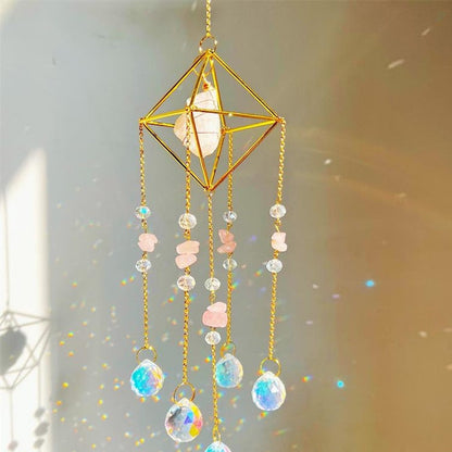 Crystal Prism Wind Chime Sun Catcher - Handmade Hanging Ornament for Garden Window Home Outdoor