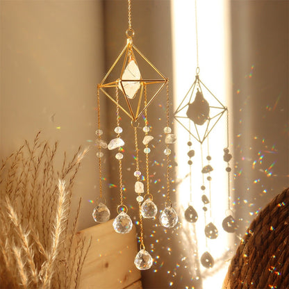 Crystal Prism Wind Chime Sun Catcher - Handmade Hanging Ornament for Garden Window Home Outdoor